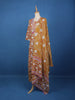 Brown Floral Designed Cotton Salwar Suit - Diadem