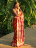 Brown Floral Designed Cotton Saree - Diadem