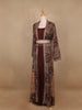 Brown Floral Designed Crepe Gown with Jacket - Diadem