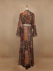 Brown Floral Designed Crepe Gown with Jacket - Diadem