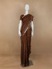 Brown Floral Designed Crepe Silk Saree - Diadem