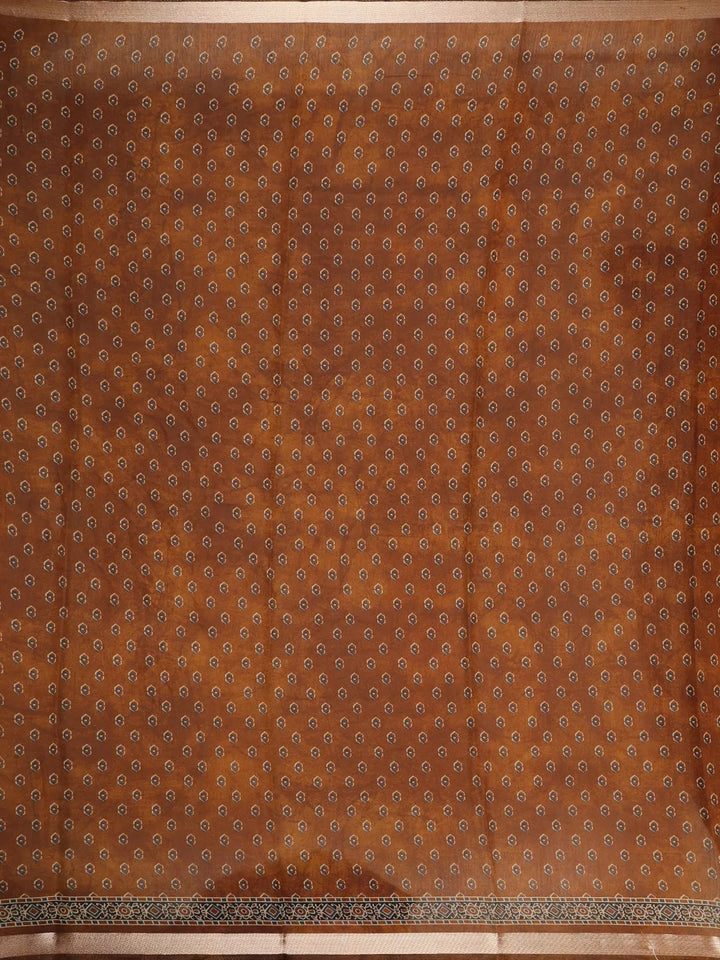 Brown Floral Designed Crepe Silk Saree - Diadem