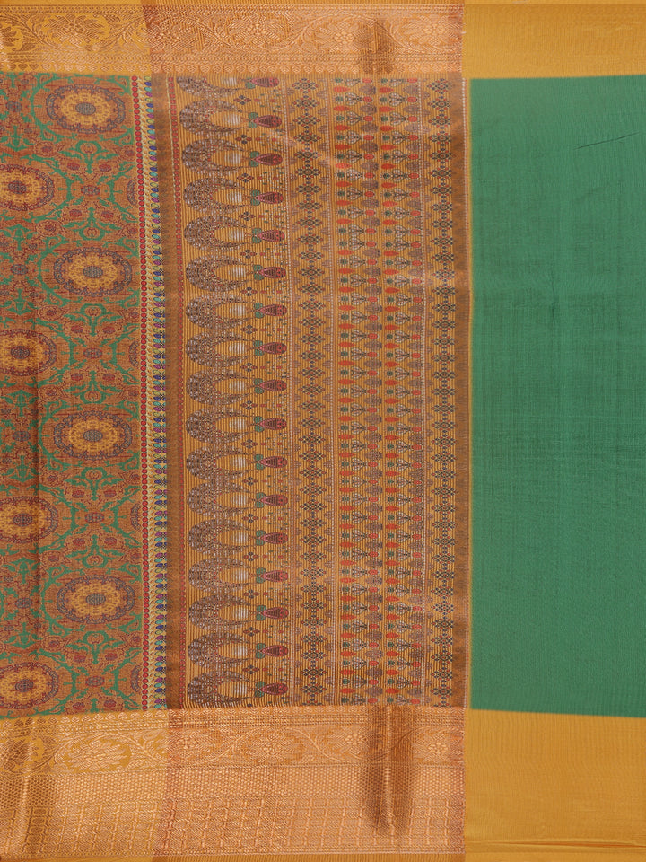 Brown Floral Designed Kora Printed Saree - Diadem