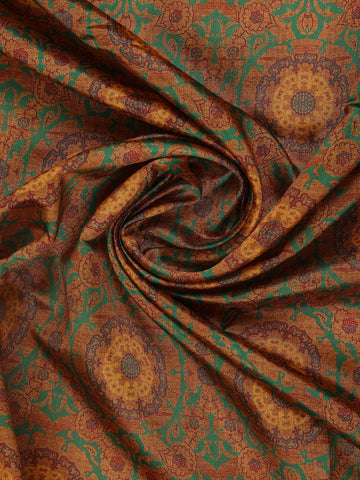 Brown Floral Designed Kora Printed Saree - Diadem