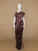 Brown Floral Designed Raw Silk Saree - Diadem