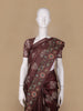 Brown Floral Designed Raw Silk Saree - Diadem