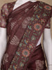 Brown Floral Designed Raw Silk Saree - Diadem