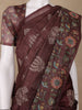 Brown Floral Designed Raw Silk Saree - Diadem