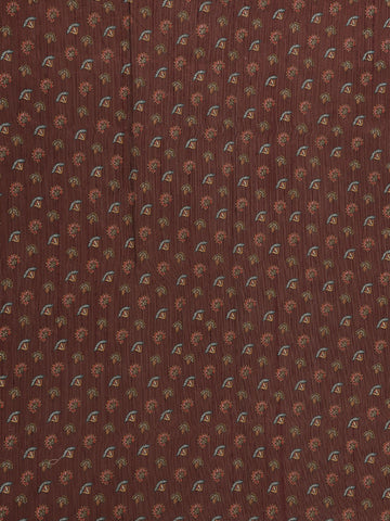 Brown Floral Designed Raw Silk Saree - Diadem