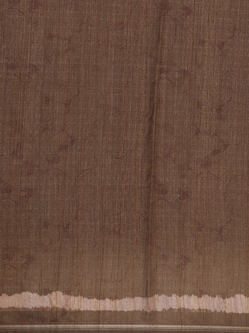 Brown Floral Designed Semi Tussar Saree - Diadem
