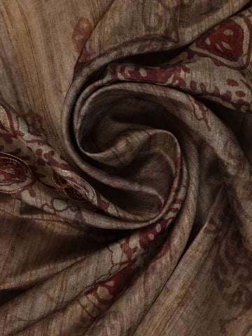 Brown Floral Designed Semi Tussar Saree - Diadem
