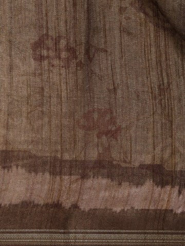 Brown Floral Designed Semi Tussar Saree - Diadem