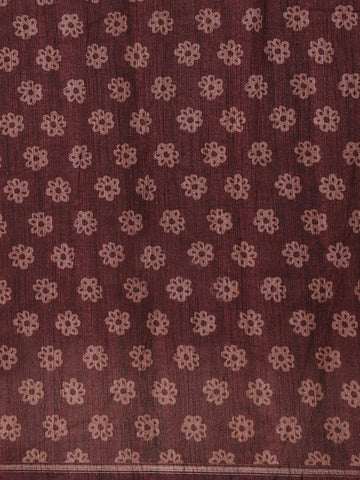 Brown Floral Designed Semi Tussar Saree - Diadem