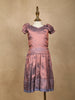 Brown Floral Designed Silk Pavada Sattai Set