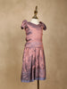 Brown Floral Designed Silk Pavada Sattai Set