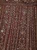 Brown Floral Embroidery Bridal Net Lehenga