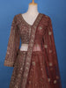 Brown Floral Embroidery Bridal Net Lehenga