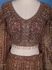 Brown Floral Embroidery Bridal Net Lehenga