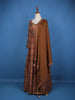 Brown Floral Motif Bead And Printed Work Cotton Gown - Diadem