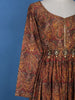 Brown Floral Motif Bead And Printed Work Cotton Gown - Diadem