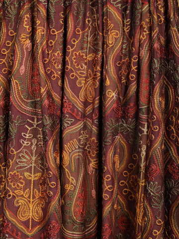 Brown Floral Motif Bead And Printed Work Cotton Gown - Diadem