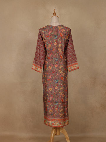 Brown Floral Printed Rayon Kurti - Diadem