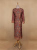 Brown Floral Printed Semi Silk Kurti - Diadem