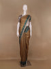 Brown Floral Printed Tussar Silk Saree - Diadem