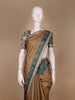 Brown Floral Printed Tussar Silk Saree - Diadem