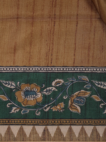 Brown Floral Printed Tussar Silk Saree - Diadem
