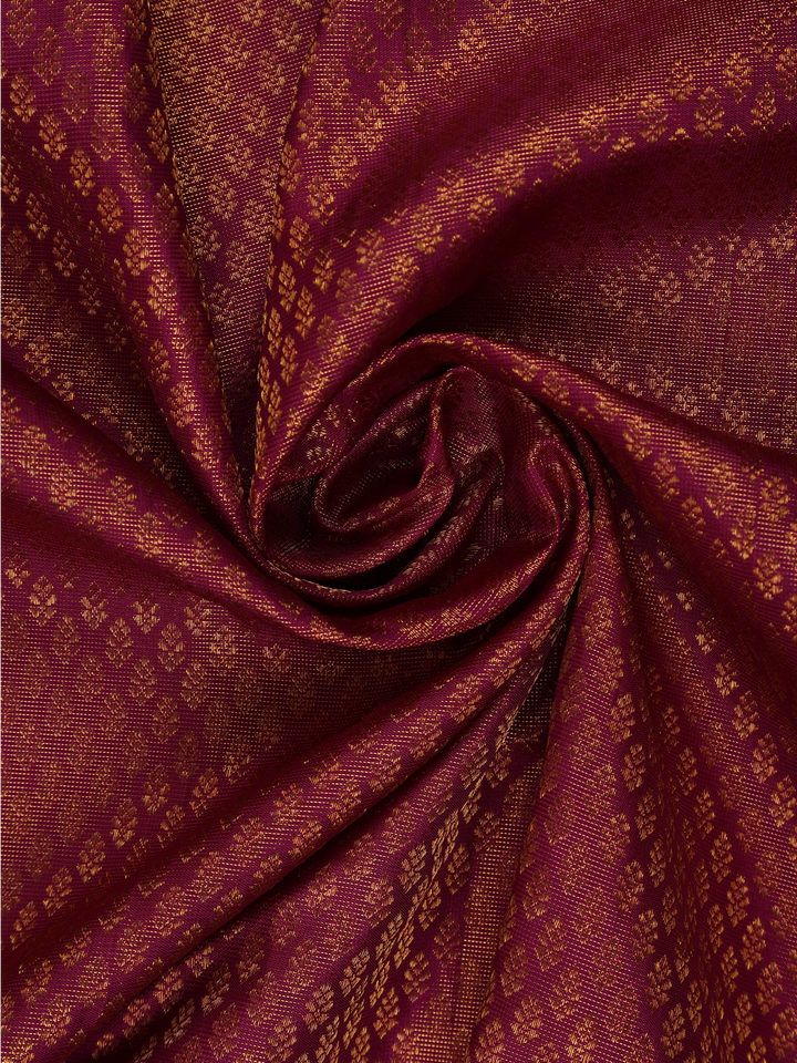 Brown Floral Woven Pure Kanchipuram Silk Saree - Diadem