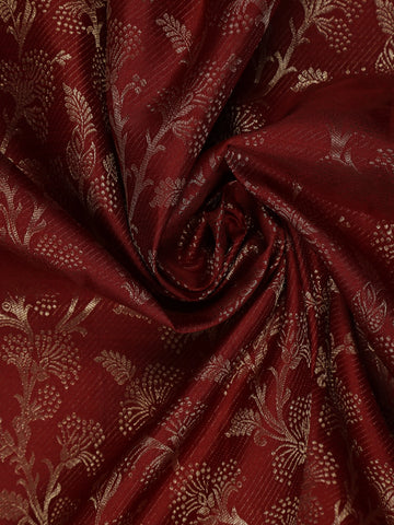 Brown Floral Woven Pure Kanchipuram Silk Saree - Diadem