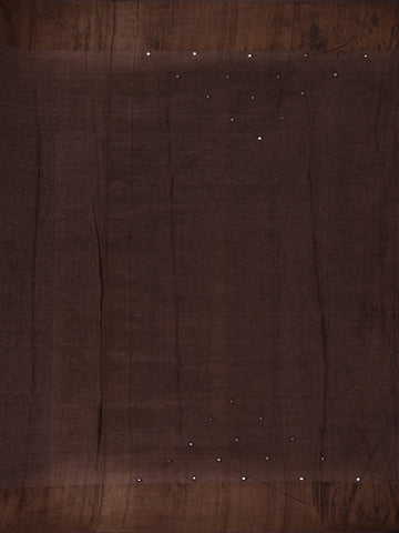 Brown Floral Woven Pure Tussar Silk Saree - Diadem