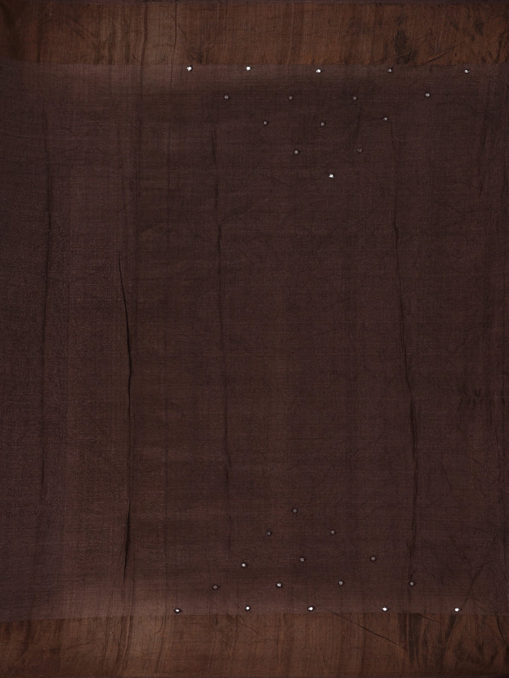 Brown Floral Woven Pure Tussar Silk Saree - Diadem