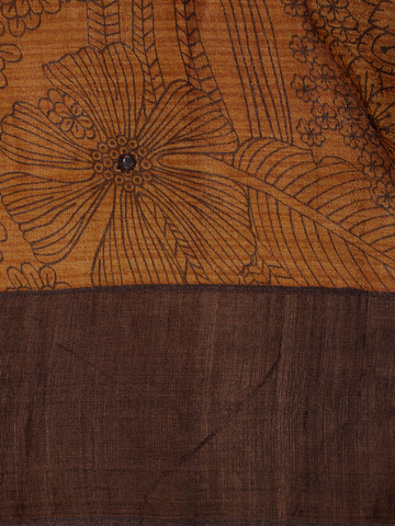 Brown Floral Woven Pure Tussar Silk Saree - Diadem