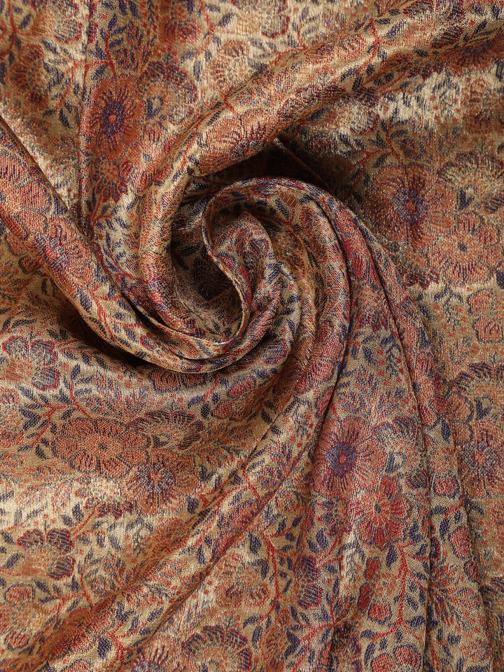 Brown Floral Woven and Stone Work Banarasi Silk Saree - Diadem
