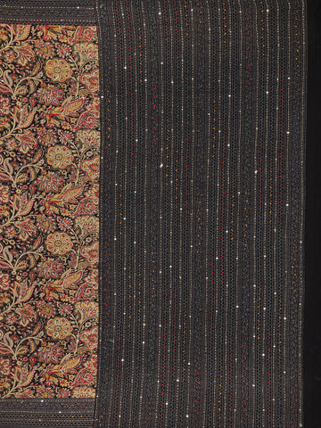 Brown Floral Designed Chanderi Cotton Saree - Diadem