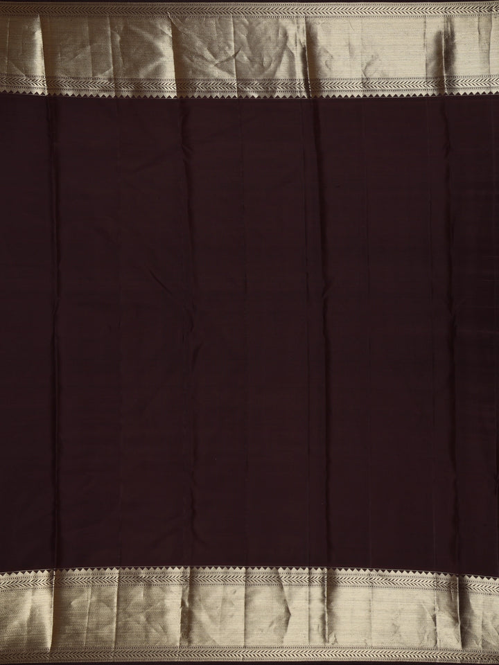 Brown Floral Woven Pure Kanchipuram Silk Saree - Diadem