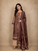 Brown Kashmiri Floral Printed Design Crepe Straight Cut Salwar Suit with Dupatta
