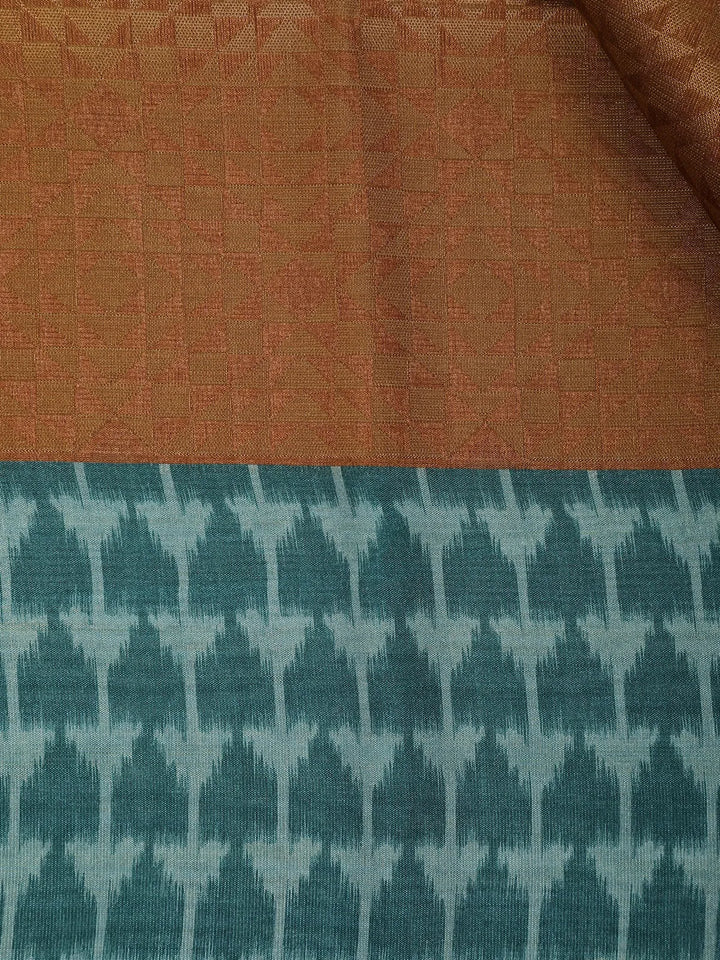 Brown Semi Tussar Silk Abstract Designed Saree - Diadem