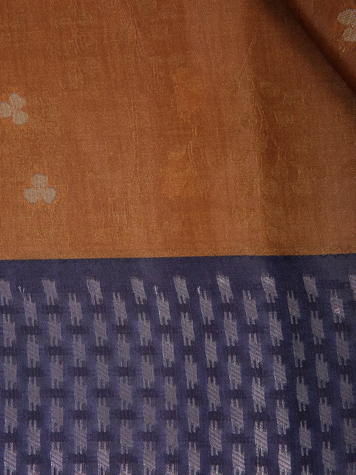 Brown Semi Tussar Silk Floral Designed Saree - Diadem
