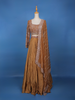 Brown Sequins Beaded Neted LehengaPaired with Dupatta