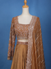 Brown Sequins Beaded Neted LehengaPaired with Dupatta