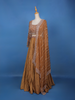 Brown Sequins Beaded Neted LehengaPaired with Dupatta