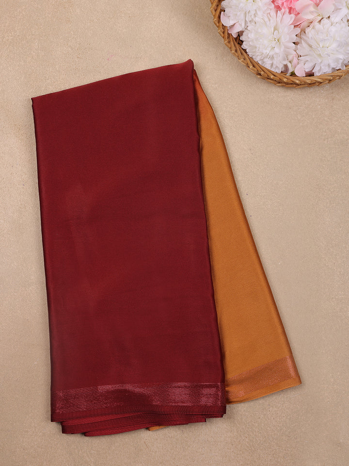Brown Solid Design Satin Saree - Diadem
