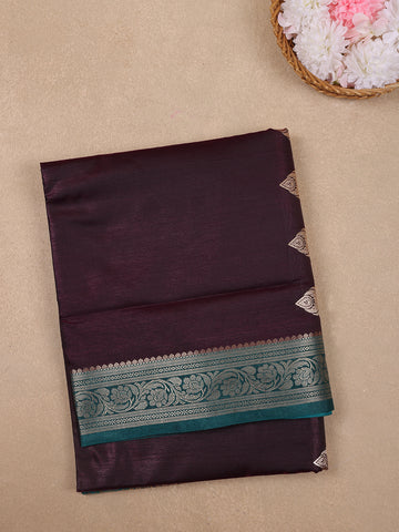 Brown Solid Designed Woven Banarasi Silk Saree - Diadem
