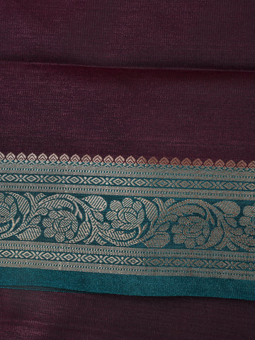 Brown Solid Designed Woven Banarasi Silk Saree - Diadem