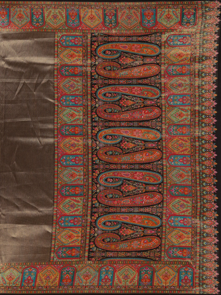 Brown Tissue Banarasi Saree With Paithani Border - Diadem