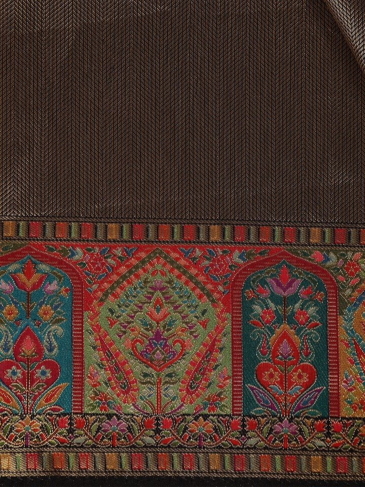 Brown Tissue Banarasi Saree With Paithani Border - Diadem