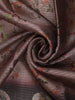 Brown and Black Floral Woven Design Mixed Cotton Fancy Saree with Zari Border